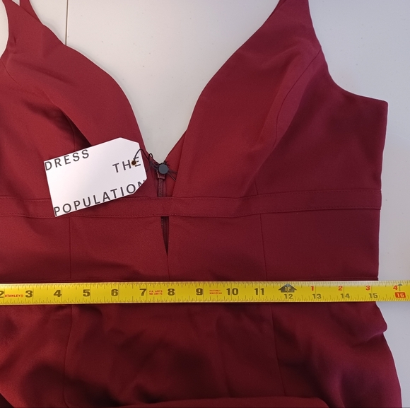 NWT Dress the Population Sz L Viola Burgundy Maxi Gown Dress - Picture 11 of 11